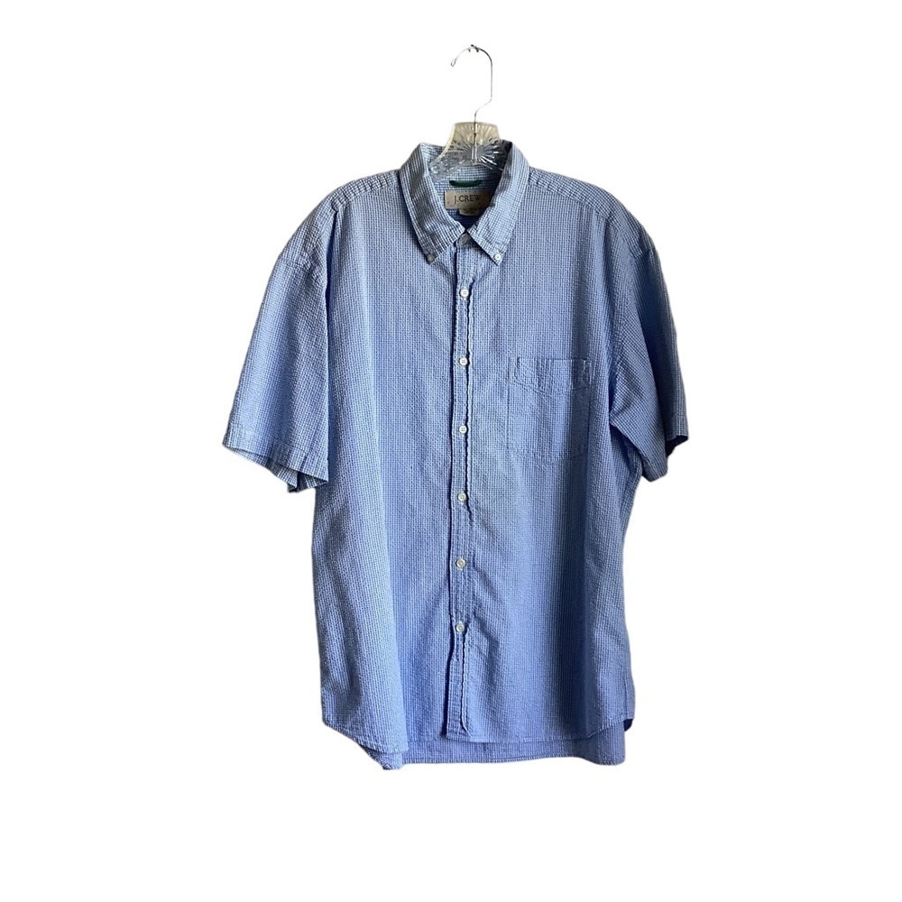 J. Crew Men’s Blue Checked Short Sleeved Shirt.  Size L